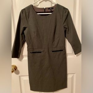 Black dress with leather accent pockets